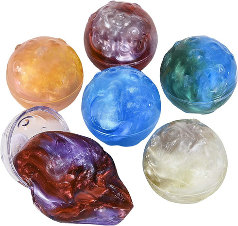 Kicko Mars Comet Slime - Pack of 6 Gooey Marbled Slimes in a Comet Shaped Container - Good for Party Favors, Kids, Squishing and Squashing, Stress...