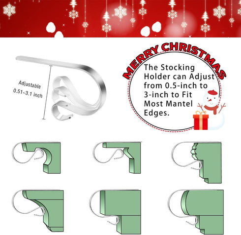 Homgaty Christmas Stocking Holders for Mantle, 6 Pack Stocking Hanger Stocking Hooks Metal Fireplace Hanger for Christmas Party Decoration (Silver...