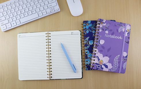 3 Pack Hardcover Spiral Notebook Journal for Women,A5 College Ruled Notebooks with Pocket,8.5"x 5.7",160 Pages,Cute Journals for Daily Study or Wo...