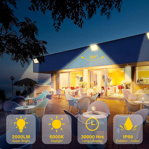 SKYWORLD 2 Pack LED Flood Lights Outdoor, 20W 2000LM LED Security Flood Light, 4000K Daylight Warm White IP66 Waterproof Lighting Outside for Gard...
