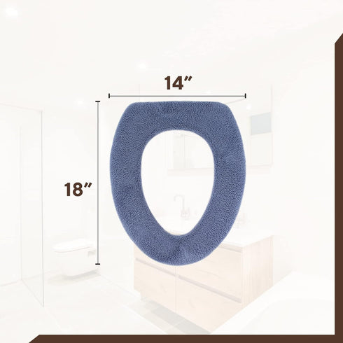 Soft Toilet Seat Cover - Plush & Thick Fabric Toilet Seat Warmer for Round & Elongated 14x18" Toilet Seats - Reusable, Machine-Washable, Easy-Inst...