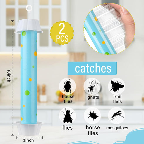 4 Pcs Sticky Fly Trap Fly Stick with Hanging Hook Adhesive Fly Catcher for Indoor Outdoor Trap Houseflies and Flying Insects Mosquito Bee Wasp Mot...
