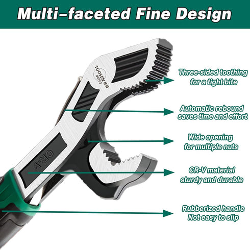 6 inch Adjustable Wrench,Auto Size Adjusting Wrench,0.28"-0.6" (7-15MM) Self-Adjusting Quick Wrench,Multi-Size Spring Adjustable Wrench,Auto Size ...