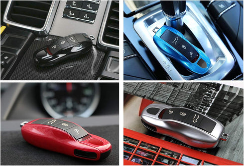 Jaronx 3PCS Remote Key Covers for Boxster Turbo Cayenne Panamera Macan Cayman 911 ,Glossy Blue Key Fob Shell Cover Painted Keyless Entry Skin Prot...