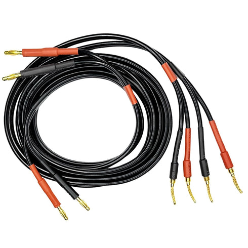 CESS-277-6f Spring Clips Braided-Type Pin Banana Plug to Standard-Type 4mm Banana Plug Speaker Cable, 12 Gauge 680 Strand Count Super Soft Silicon...