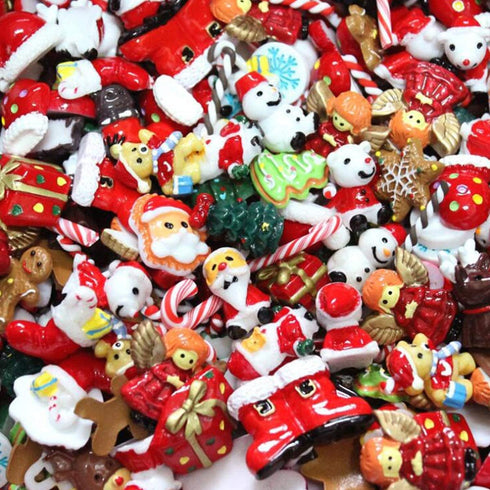 50 Pcs Christmas Theme Slime Charms Easter DIY Craft Making Resin Jewery Making Kit, Resin Flatback Slime Beads Making Supplies for DIY Scrapbooki...