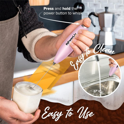 PowerLix Milk Frother Handheld Battery Operated Matcha Sets for Coffee, Latte, Cappuccino, Hot Chocolate, Durable Mini Drink....
