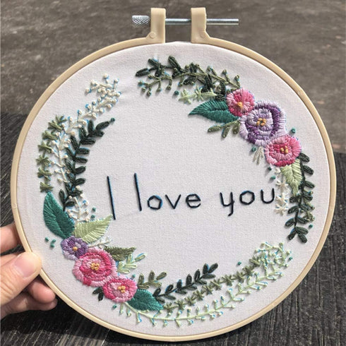 Abillyn Embroidery Starter Kit Garland I Love You Stamped with Printed Pattern Cross Stitch Embroidery Kits (Garland 4)......