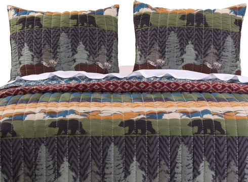 Greenland Home Black Bear Lodge Pillow Sham, Standard, Multicolored...