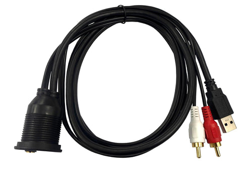 Flush Mount Cable Kit 3 ft USB 3.0 Male to 3.0 Female and 2 RCA Male to 3.5mm Female AUX Extension Cable Dashboard Panel Dash Mount Port (3 feet)...