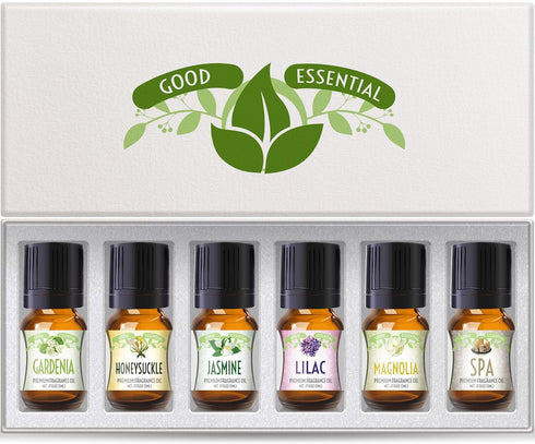 Good Essential Oil Set – 6-Pack Floral Aromatherapy – Gardenia, Honeysuckle, Jasmine, Lilac, Magnolia, Spa – for Candles, Soaps, Perfume, Diffuser...