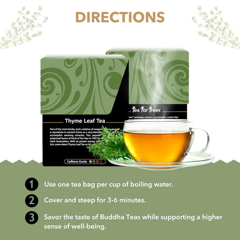 Buddha Teas - Organic Thyme Leaf Tea - Herbal Tea - For Health & Wellbeing - With Antioxidants & Minerals - Clean Ingredients - Caffeine Free - OU...