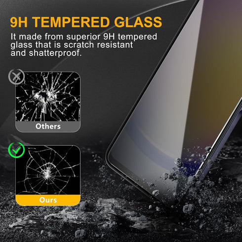 3 Pack Privacy Screen Protector for Samsung Galaxy A25 5G With 3 Pack Camera Lens Protector, Anti Spy Tempered Glass 9H Hardness, Black Protector ...