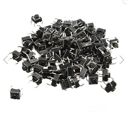 100Pcs 6x6x5 mm Miniature Micro Momentary Tactile Tact Touch Push Button Switch Quality Switch SPST Miniature/Mini/Micro/Small PCB...