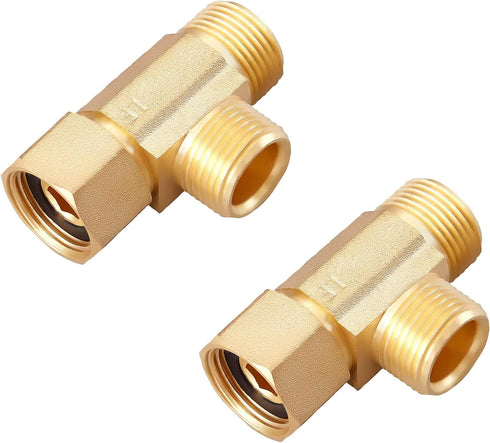 Litorange Lead-Free 2 PCS Brass Angle Stop Add-A-Tee Valve 3/8" Compression Inlet by 3/8" Compression Outlet by 3/8 Inch Easy Connect Tee...