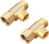 Litorange Lead-Free 2 PCS Brass Angle Stop Add-A-Tee Valve 3/8" Compression Inlet by 3/8" Compression Outlet by 3/8 Inch Easy Connect Tee...
