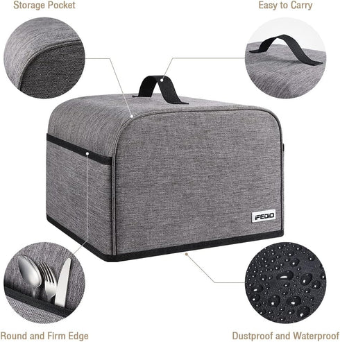 iFedio 4 Slice Toaster Cover with Pockets & Top Handle,Small Appliance Toaster Dust Cover, Machine Washable(Black)...