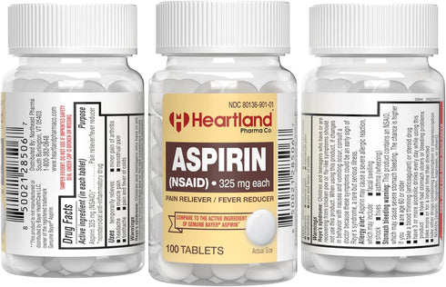 Aspirin 325mg Uncoated Tablets | Pain Reliever & Fever Reducer | Original Strength NSAID | Child-Resistant Safety Cap | Made in USA | 100 Count...