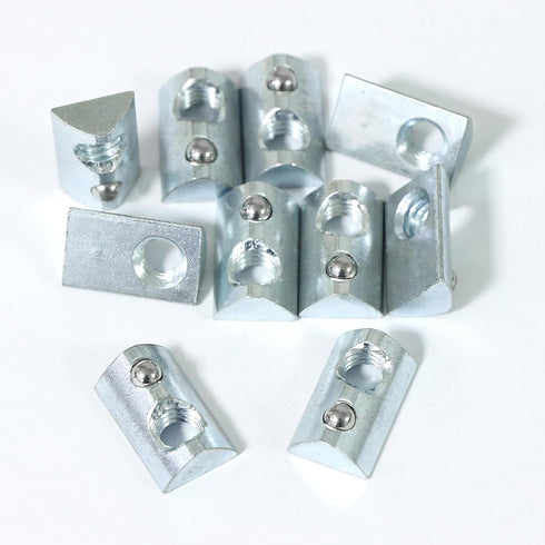 1/4"-20 Threaded Steel Roll in T-Nut with Ball Spring, T-Slot Nuts Accessory Hardware Nuts for 10 Series Aluminum Extrusion Profiles Rail (20)...