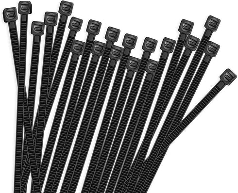 100pcs Cable Zip Ties Heavy Duty 8 Inch, Premium Plastic Wire Ties with 50 Pounds Tensile Strength, Self-Locking Black Nylon Tie Wraps for Indoor ...