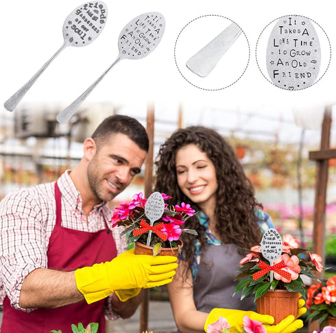 2 Packs Garden Marker Friendship Gift, Metal Silver Spoon Plant Markers, Humor Plant Label Gift, Creative Plant Markers Spoon for Plants Herbs or ...
