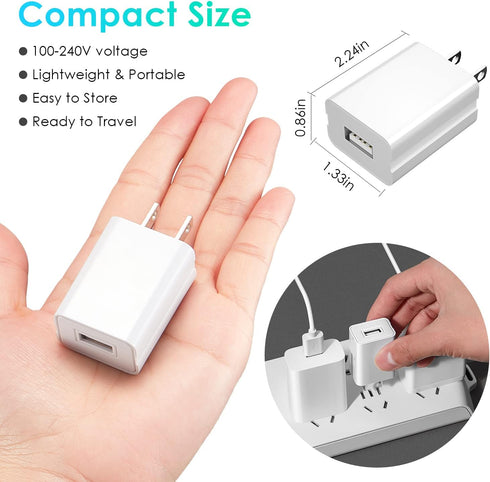 Mubarek USB Wall Charger,Fast Charger Safe USB Charger Block, Compact Fast Charging Block Adapter, Portable Power Adapter Lighting USB Charger Blo...