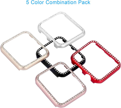 Compatible with Apple Watch Case 38mm 42mm, Metal Bumper Protective Cover Women Bling Diamond Crystal Rhinestone Shiny Compatible iWatch Series 3/...