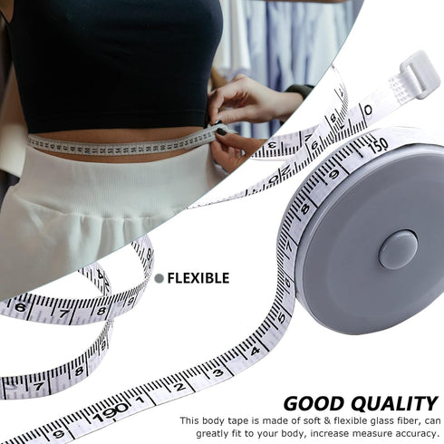 Mini Retractable Tape Measure(6 Packs) + Soft Fabric Sewing Ruler(2 Pieces), Flexible, Pocket Size, Dual Sided, 150CM Tailor Measuring Tapes for B...