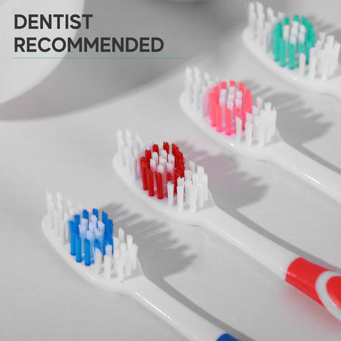 4 Pack Toothbrushes for Adults - Individually Wrapped Medium Bristle Toothbrushes with Covers - Blue - Convenient & Affordable Dental Care for Tra...