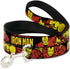 Buckle-Down Pet Leash - THE INVINCIBLE IRON MAN Action Poses Black/Red/Yellow - 4 Feet Long - 1.5" Wide...