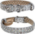 Rhinestone Dog Collar, Bling Diamond Pet Collars with Leash Adjustable, Dazzling Sparkly Crystal Studded Microfiber Leather Spiked Puppy Collar Cu...