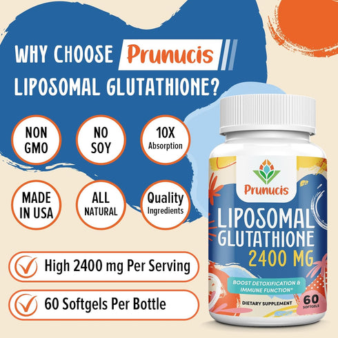 2400MG Liposomal Glutathione, Reduced L-Glutathione, Glutathione Supplement with Vitamin C, Master Antioxidants, Enhanced Absorption - Non GMO Ant...