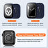 2 Pack 2 in 1 Waterproof Case for Apple watch Series SE SE2 6 5 4 44mm, Straight Edge PC Front & Back Bumper with Tempered Glass Screen Protector ...