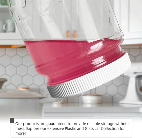 6 Pack of 32 Ounce Plastic Quart Jars with 89RM Leak Proof Seal Lid - Food Grade and BPA Free (32oz, 6pk)...