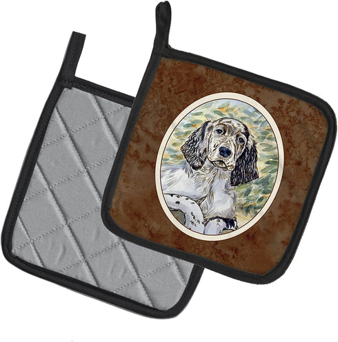 Caroline's Treasures 7065PTHD English Setter Patience Pair of Pot Holders Kitchen Heat Resistant Pot Holders Sets Oven Hot Pads for Cooking Baking...