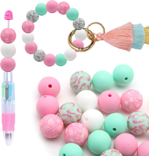 David accessories Silicone Beads 15mm Silicone Beads Bulk Round Silicone Beads for Keychain Pens Lanyards Bracelet Making DIY Craft 50Pcs (L)...