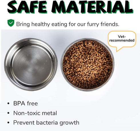 Stainless Steel Dog Bowls (Set of 2), Metal Pet Bowls with Rubber Bottom, Food & Water Dog Dish, Dishwasher Safe, Sturdy & Durable, 2 Cups, Ideal ...