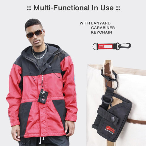 ROUGH ENOUGH Coin Holder for Car – Tactical Cordura with Zipper Coin Pocket, Neck Lanyard Carabiner – Slim Card Holder for Men, Travel...