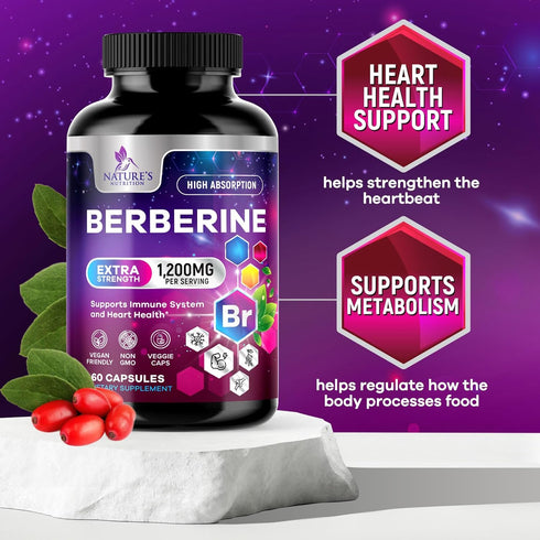 Berberine Supplement 1200mg, High Absorption Berberine Supplements Heart Health & Immune Support Berberine Supplement - Berberine HCL Supplement P...