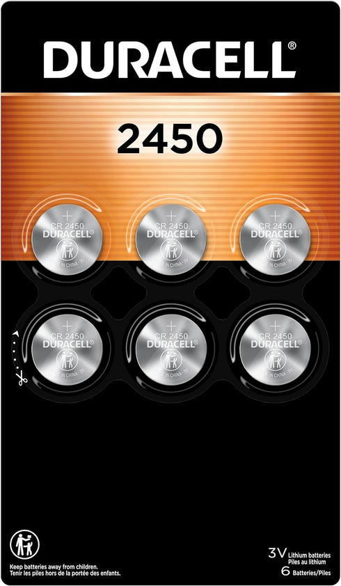 Duracell 2450 3V Lithium Battery, 6 Count Pack, Lithium Coin Battery for Medical and Fitness Devices, Watches, and more, CR Lithium 3 Volt Cell...