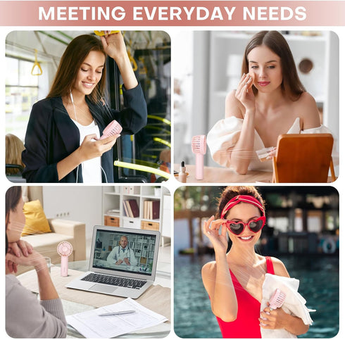Nezylaf Mini Handheld Fan,Portable Fan Rechargeable with 3 Speeds,Travel Essential Summer Accessory for Women: Hand fan for, Makeup, Eyelash, and ...