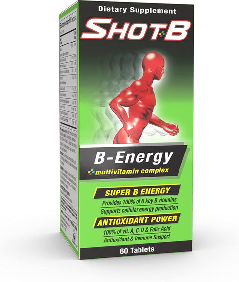 Shot B Energy Multivitamin Supplement, Tablet, 60 Count, Green...