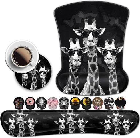 Rectangular Mouse Pad Wrist Protector-Printed with Cool Giraffes, Ergonomically Non-Slip Rubber Comfortable Computer Keyboard Wrist Rest Desktop D...