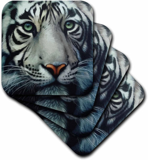 3dRose cst_18953_3 White Tiger-Ceramic Tile Coasters, Set of 4...
