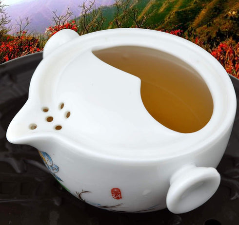 Liang baobao Convenient Teapot Cup Porcelain Teacup White Glazed Travel tea set (Lotus)...