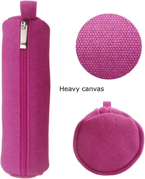 Enyuwlcm Heavy Canvas Stationery Stylish Simple Pencil Bag and Durable Compact Zipper Pencil Case Pouch 1 Pack Pink...