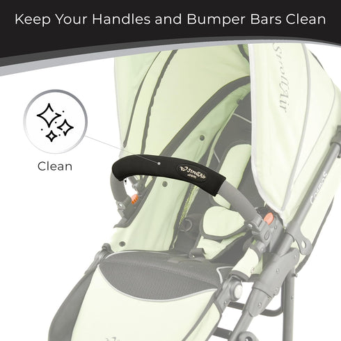 StrollAir Universal Handle Sleeve Cover, Grip Bar, Replacement, BOB, Bugaboo, Baby Jogger, Uppa Baby, Bumbleride, Black, 12"...