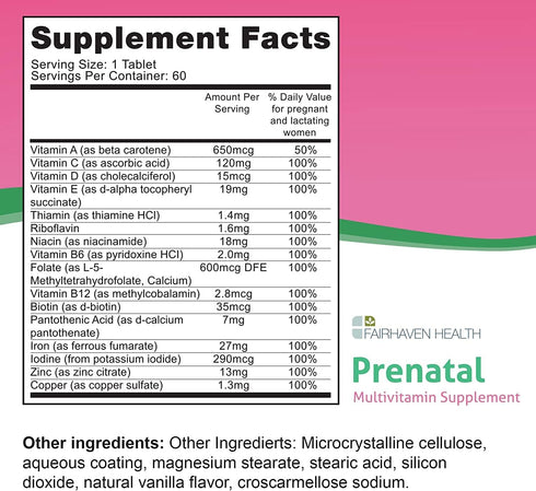 Fairhaven Health Peapod Prenatal Multivitamin - 1 Per Day, Light Vanilla Flavor - Pregnancy Must Haves for Women and Baby Health - Includes Iron, ...