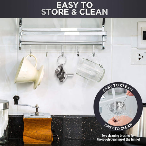 Kitchen Funnels for Filling Bottles, YGDZ 3pcs Small/Medium/Large Food Grade Stainless Steel Metal Kitchen Funnels Set for Essential Oil Spices Li...