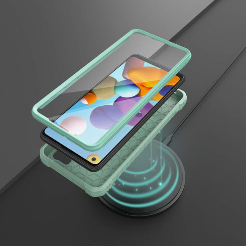 ExoGuard for Samsung Galaxy A21 Case, Rubber Shockproof Full-Body Cover Case Built-in Screen Protector and Kickstand Compatible with Samsung A21 P...